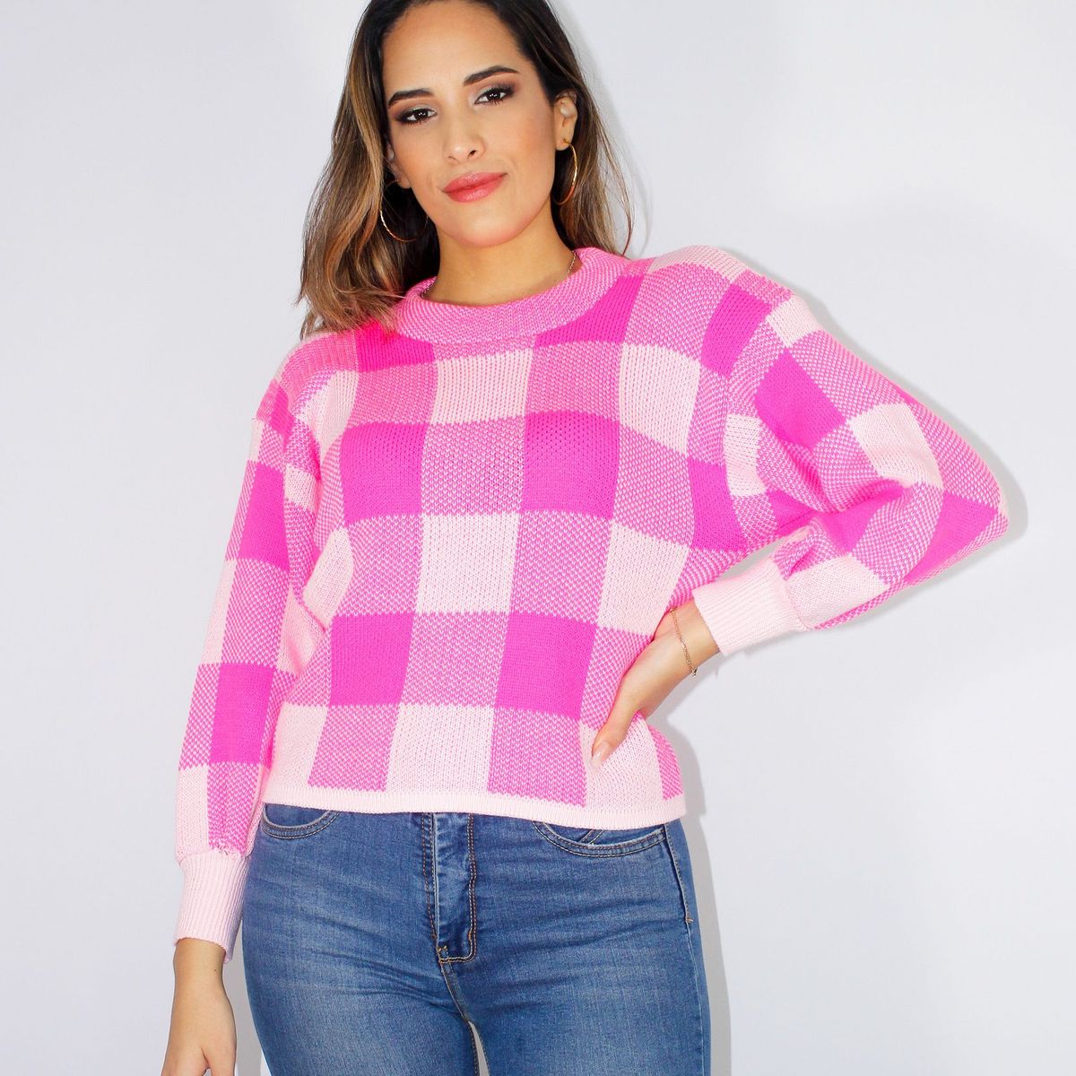 PYT - Chompa Cuadros Hilo Mujer.-