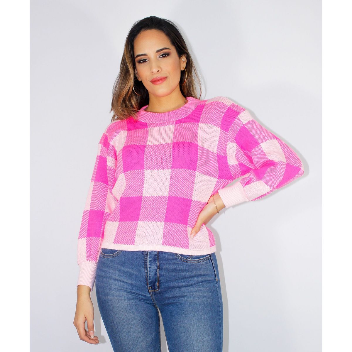 PYT - Chompa Cuadros Hilo Mujer.-