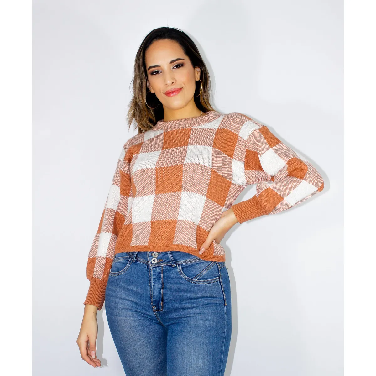 PYT - Chompa Cuadros Hilo Mujer.-