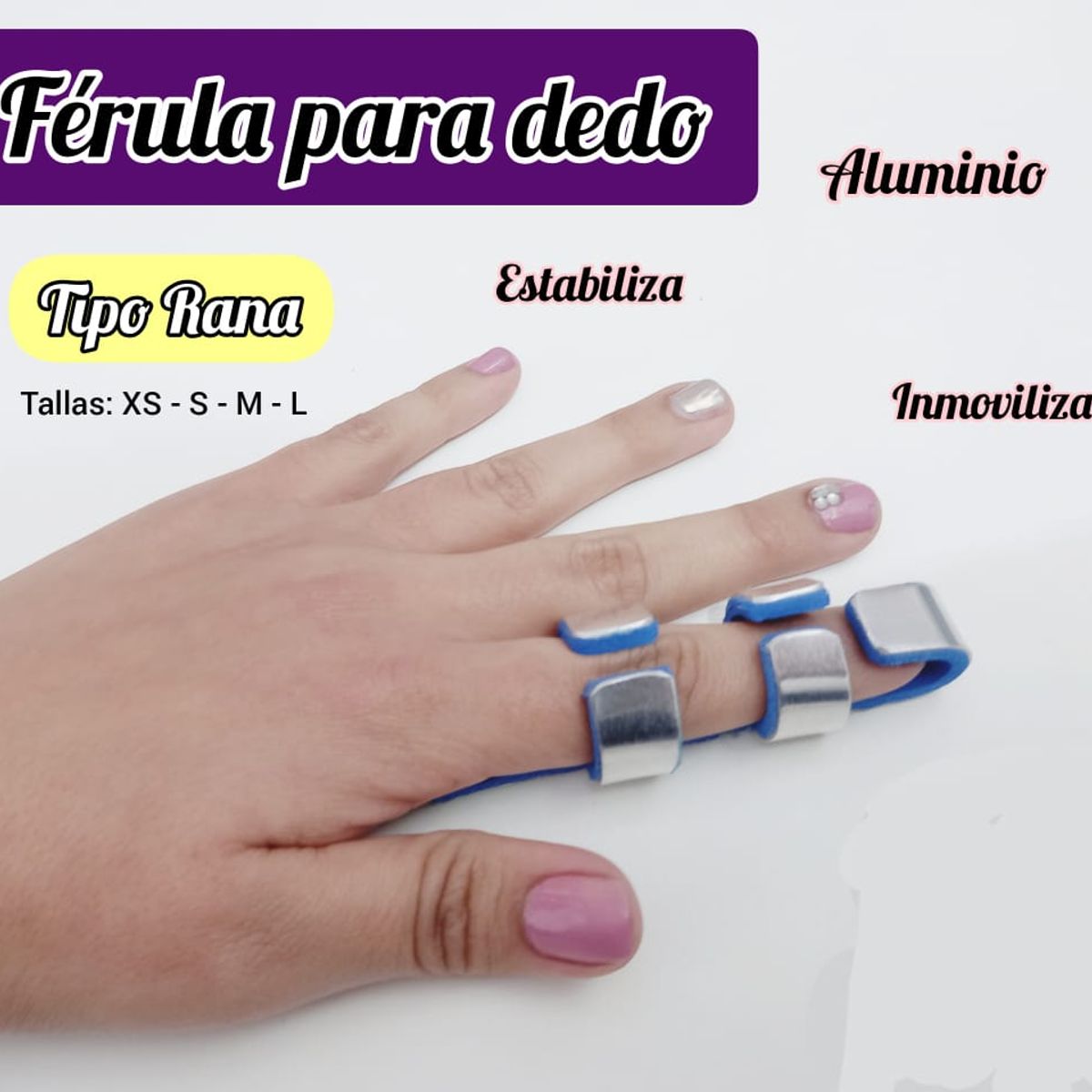 GENERICO - Férula de aluminio para dedo tipo rana Talla XS