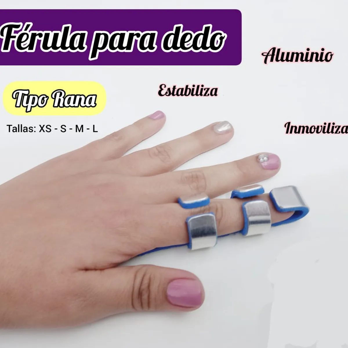 GENERICO - Férula de aluminio para dedo tipo rana talla S