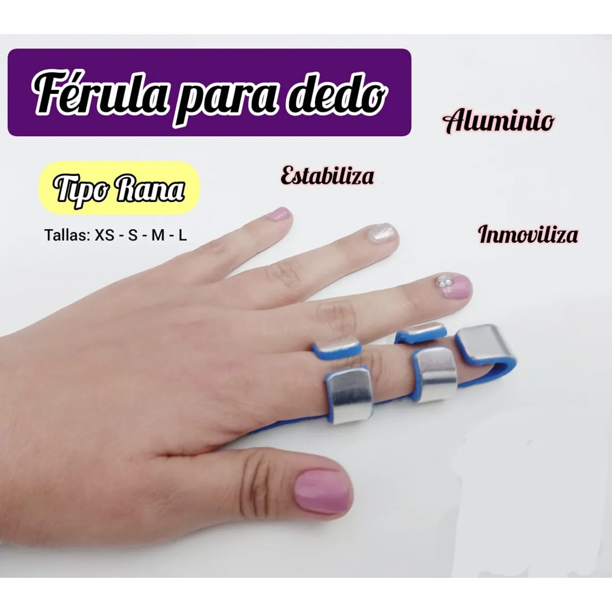 GENERICO - Férula de aluminio para dedo tipo rana talla L