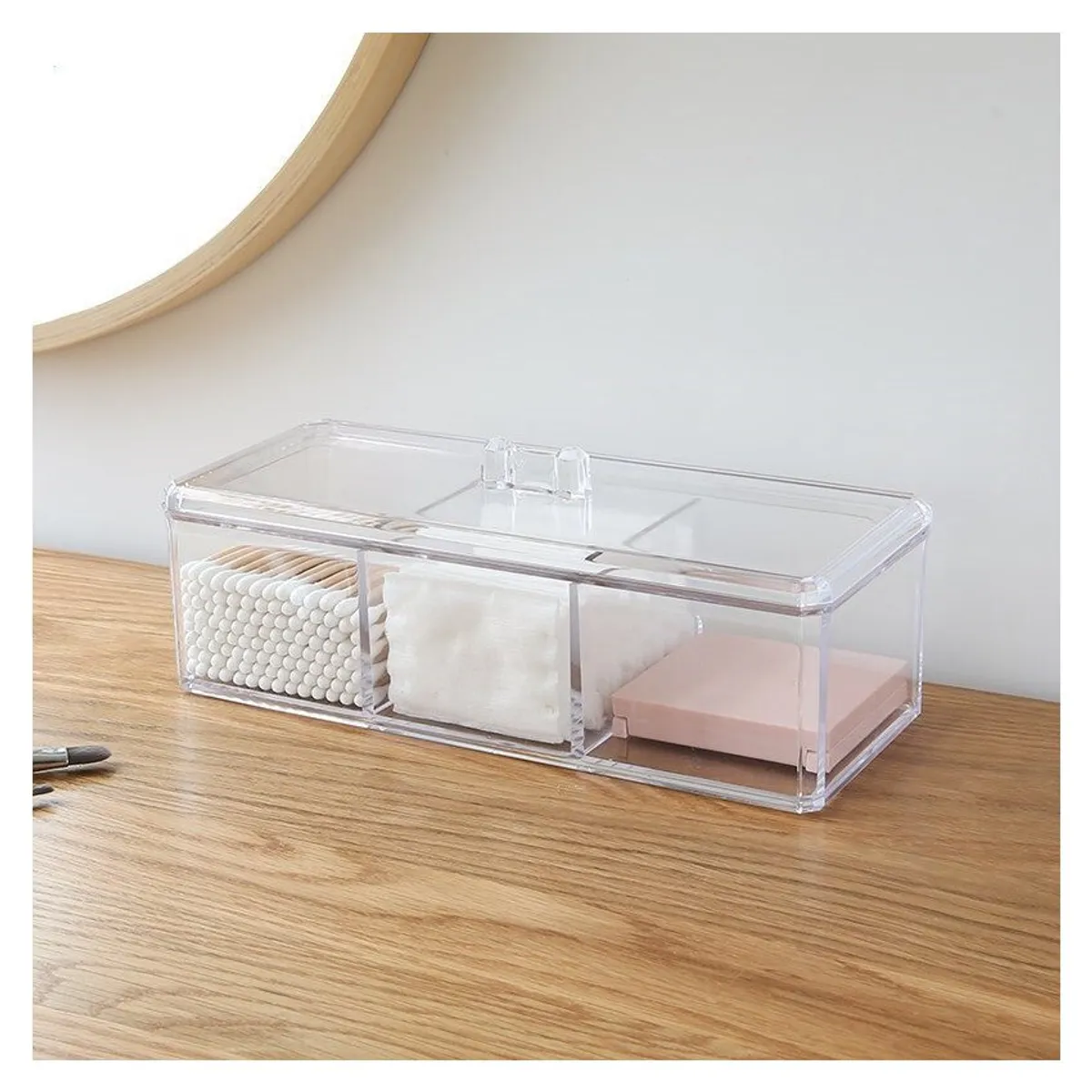 GENERICO - Caja acrílico organizador multiusos 3 divisiones