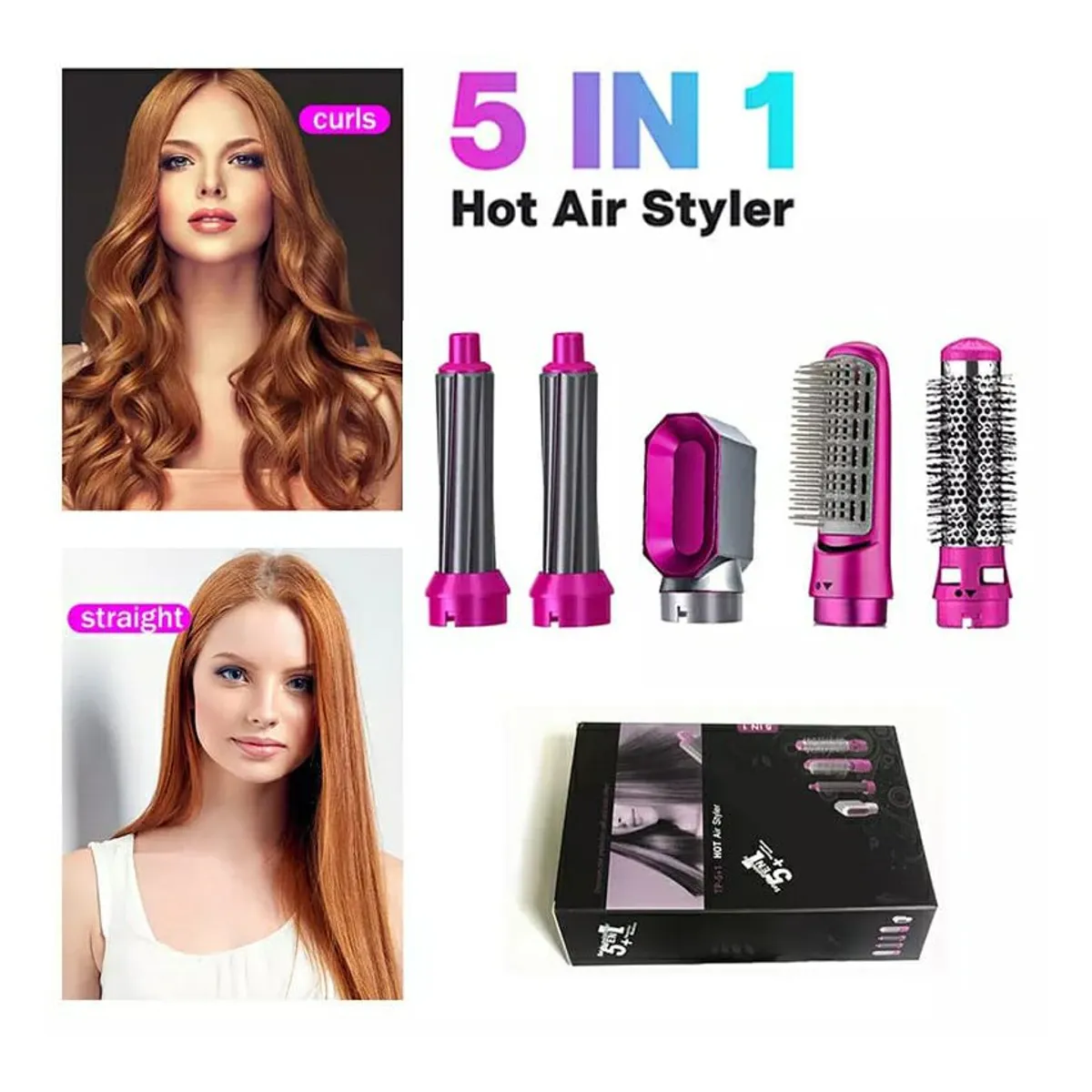 GENERICO - Peine cepillo rizador multifuncional secadora de cabello 5 en 1