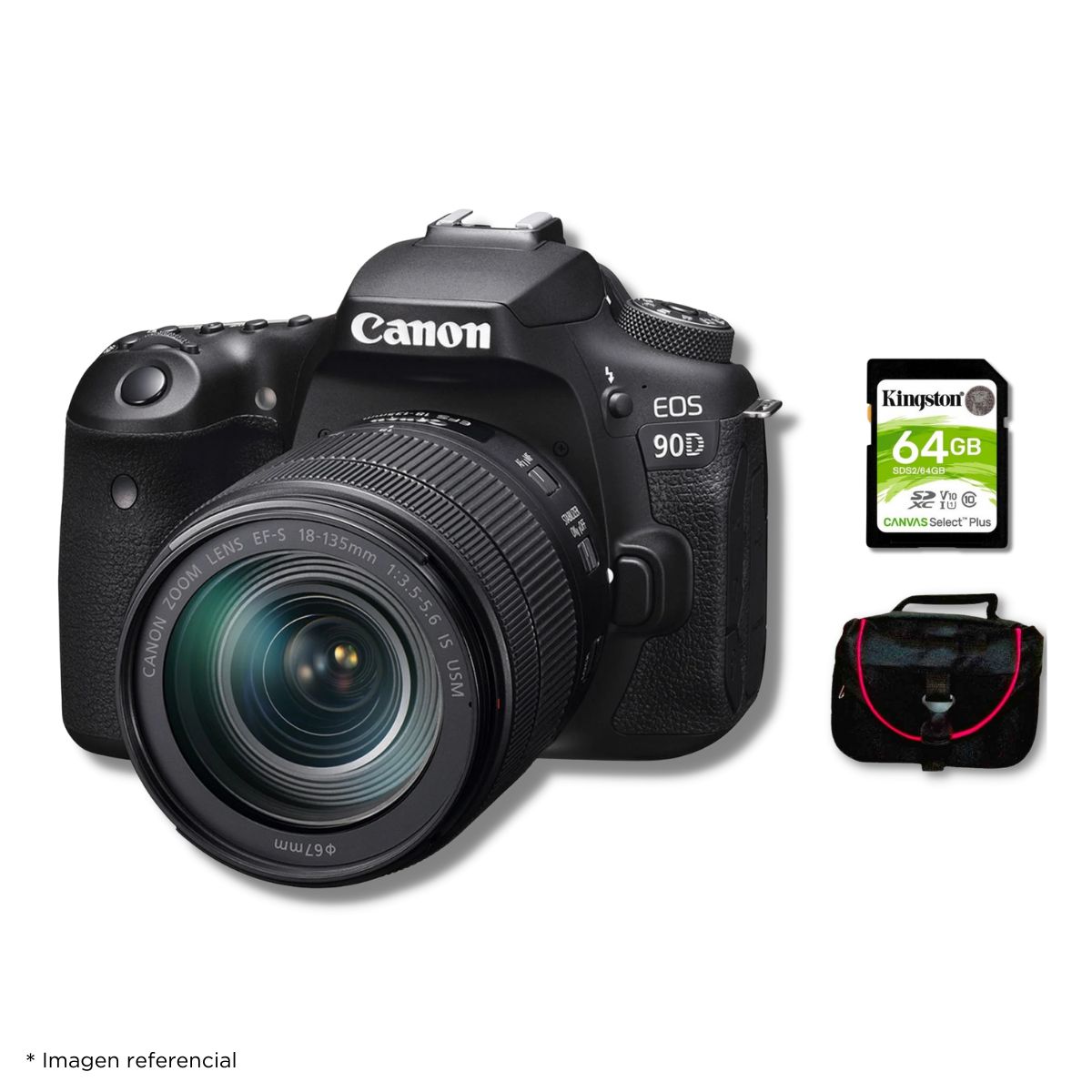 CANON - Cámara Canon EOS 90D DSLR  + Lente EF-S 18-135 MM IS USM + Kit Básico