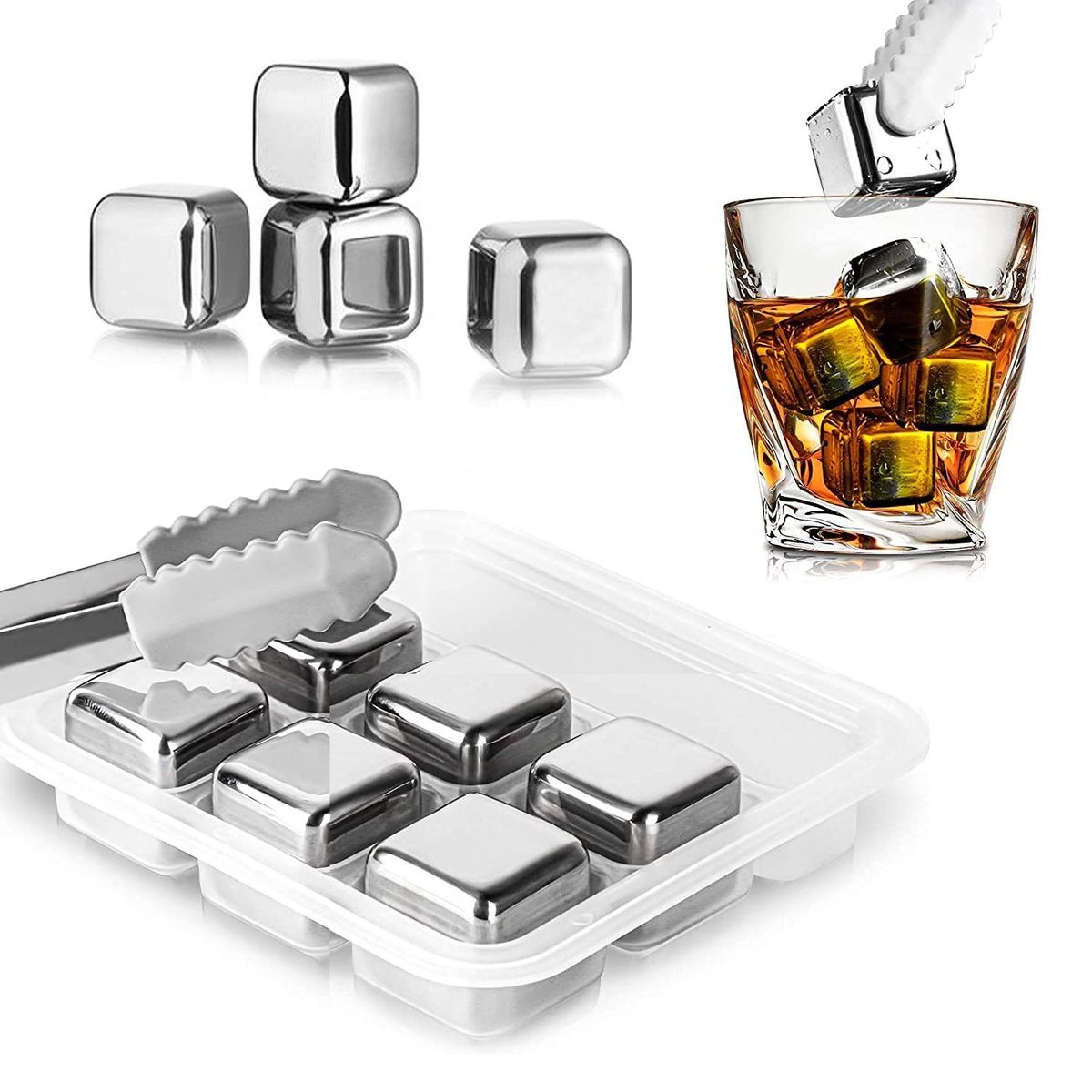 GENERICO - Cubos De Hielo Reutilizable De Acero Inoxidable 6 Pcs.