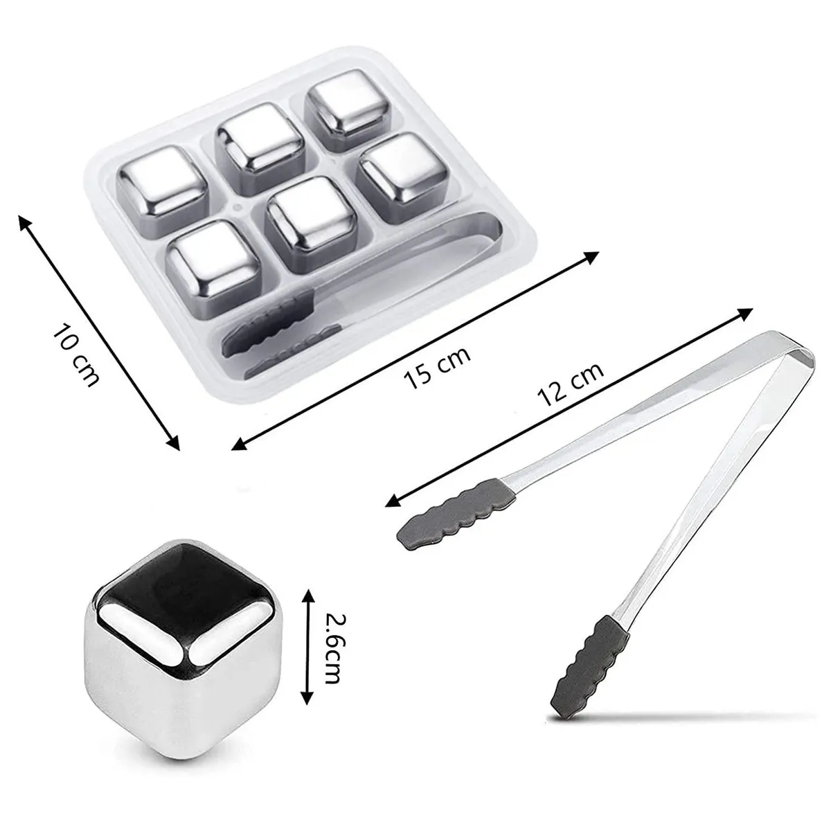 GENERICO - Cubos De Hielo De Acero Inoxidable 6 Pcs Reutilizable