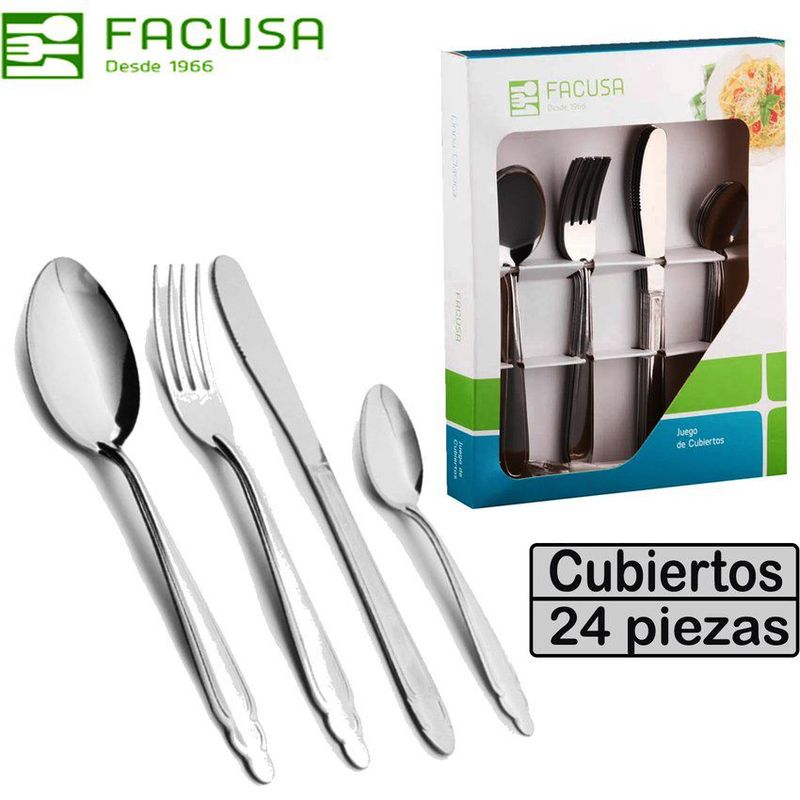 FACUSA - Set de Cubiertos Facusa 24 Piezas Acero Inoxidable