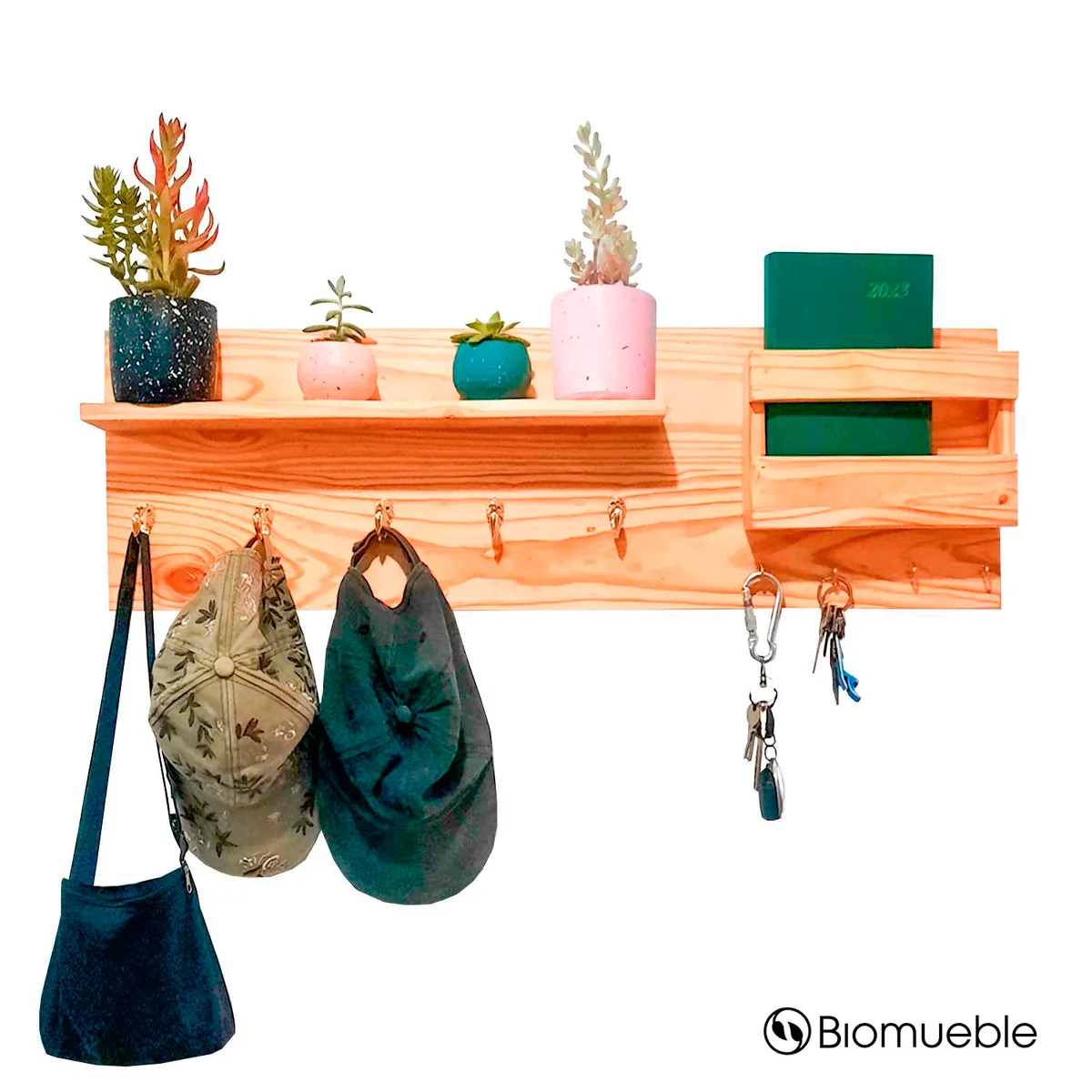 GENERICO - Perchero empotrable LAUREN de madera reciclada acabado barniz incoloro