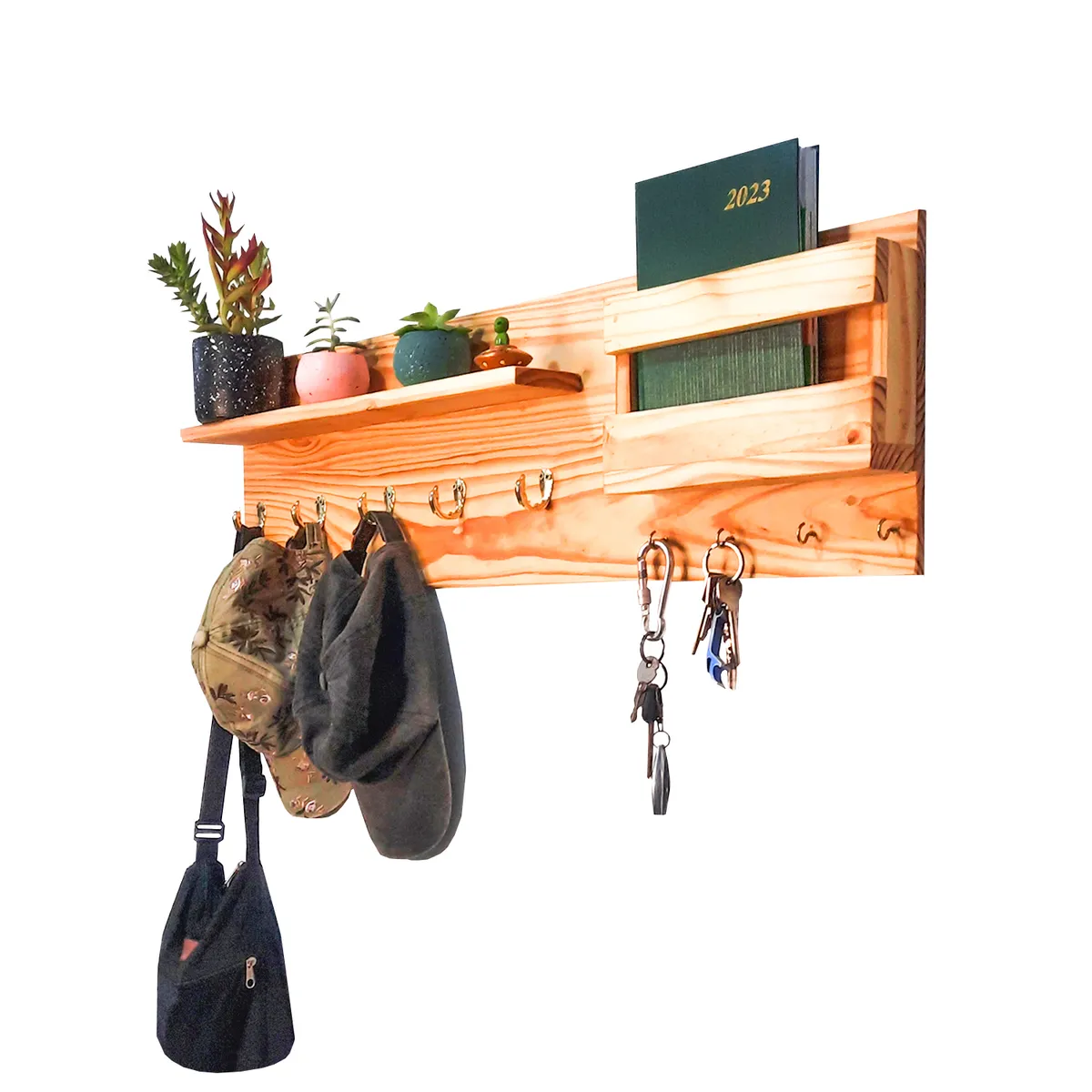 GENERICO - Perchero empotrable LAUREN de madera reciclada acabado barniz incoloro