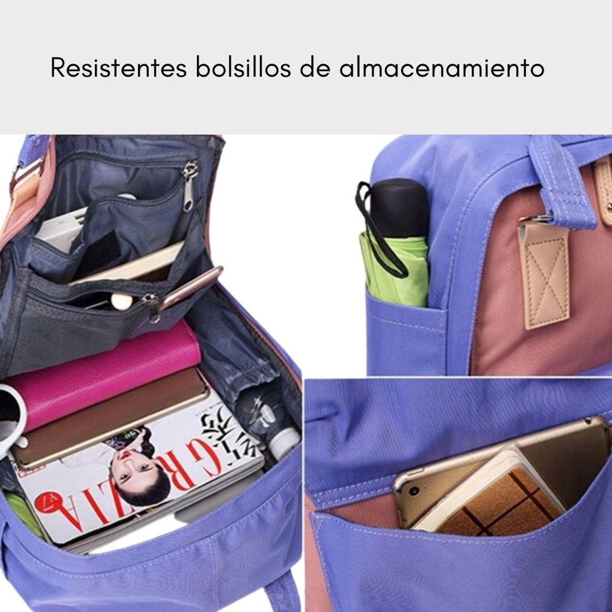 GENERICO - Mochila para laptop 14 pulgadas Azul rosa