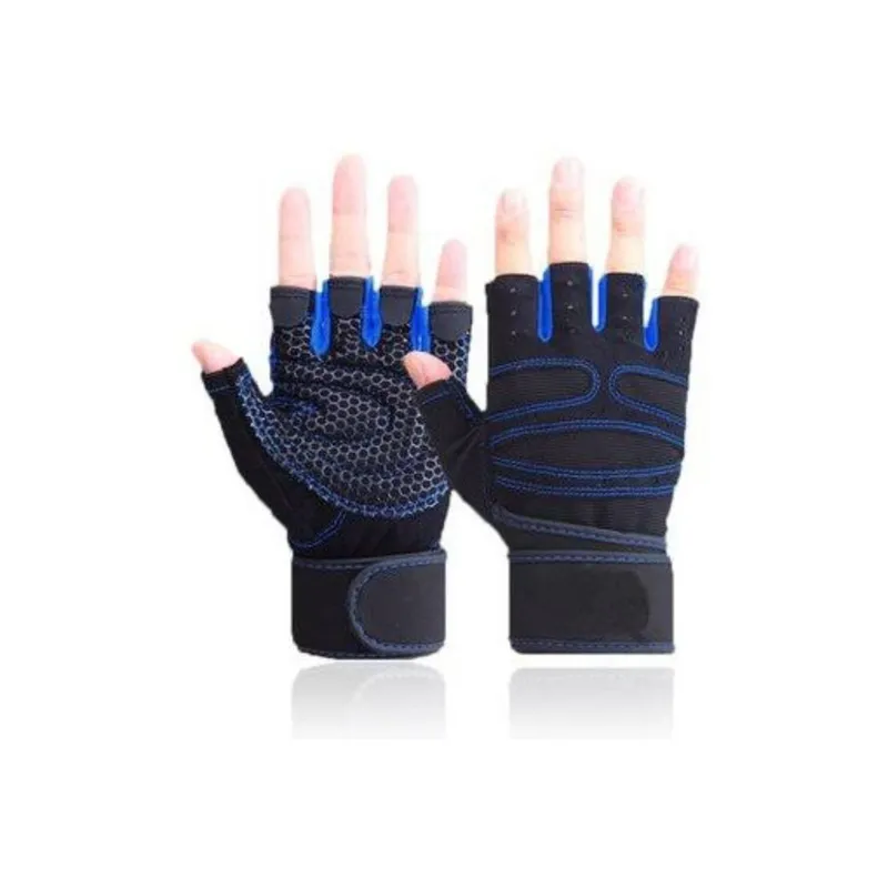 GENERICO - Mitones Deportivo para Pesas con Muñequera Azul M MT4