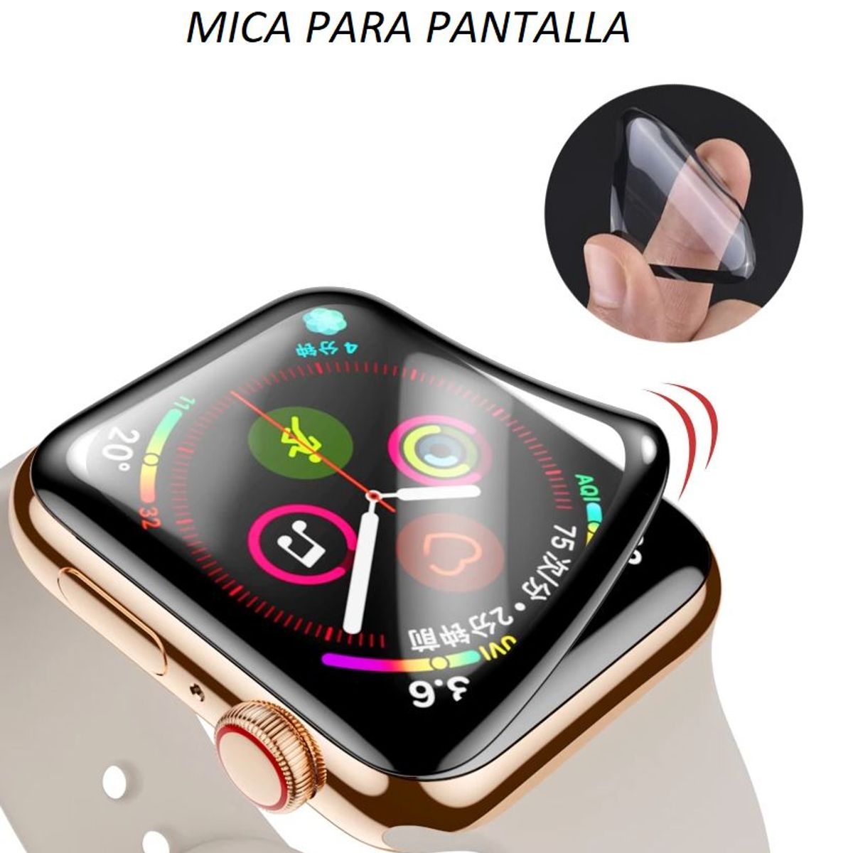 GENERICO - Protector de Pantalla Completo para Apple Watch 45MM - Negro