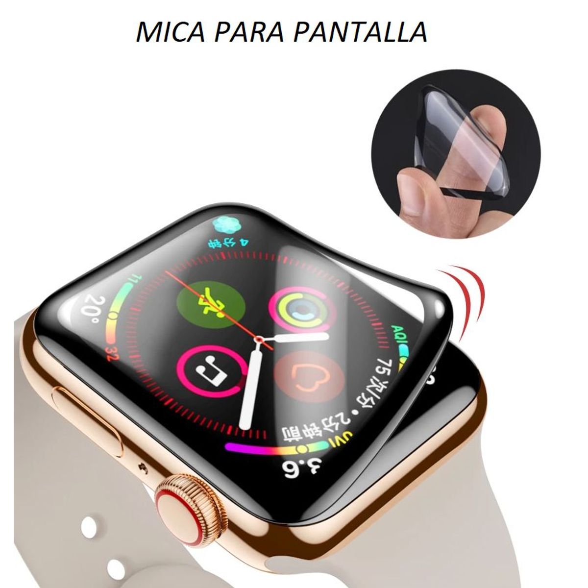 GENERICO - Protector de Pantalla Completo para Apple Watch 45MM - Negro
