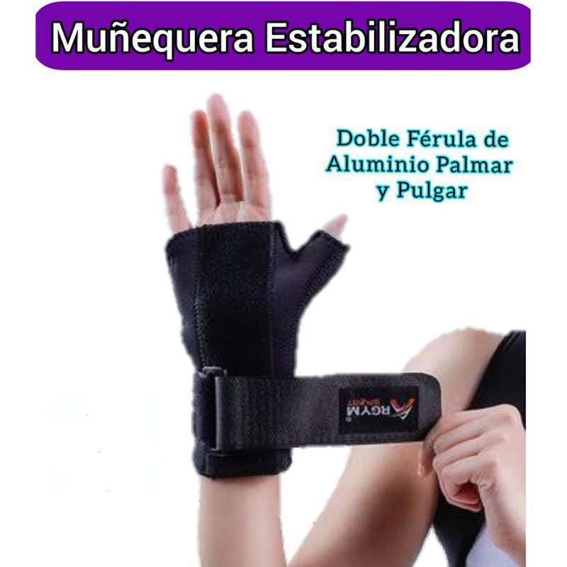 ARGYM - Muñequera doble férula pulgar y muñeca Talla L lado izquierdo