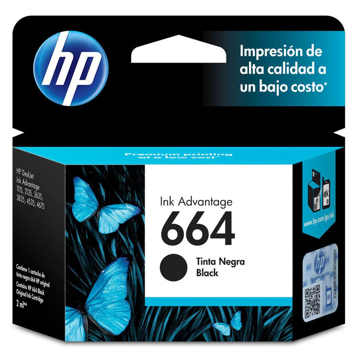 HP - CARTUCHO DE TINTA HP 664 NEGRO (F6V29A) ORIGINAL