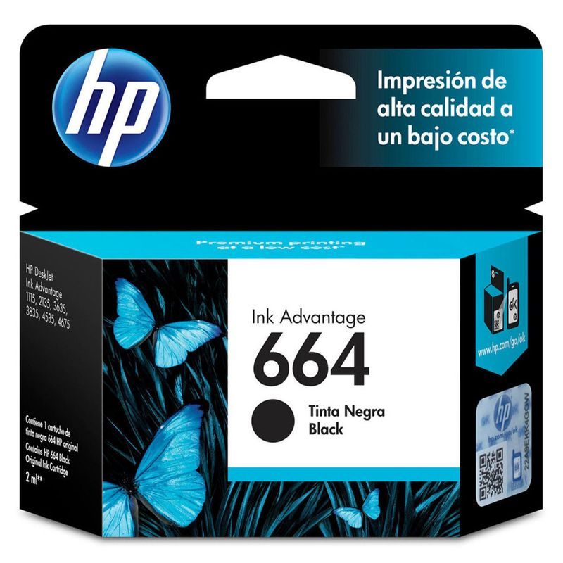 HP - CARTUCHO DE TINTA HP 664 NEGRO (F6V29A) ORIGINAL