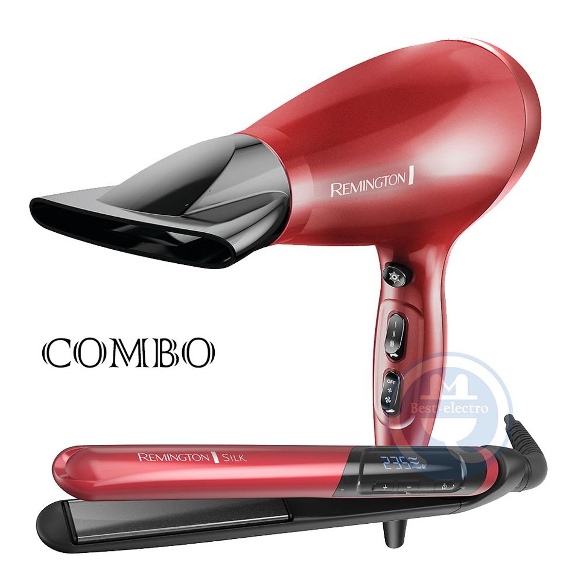 REMINGTON - Combo Remington Silk Profesional Alisadora S9600 y Secador AC9096 Rojo