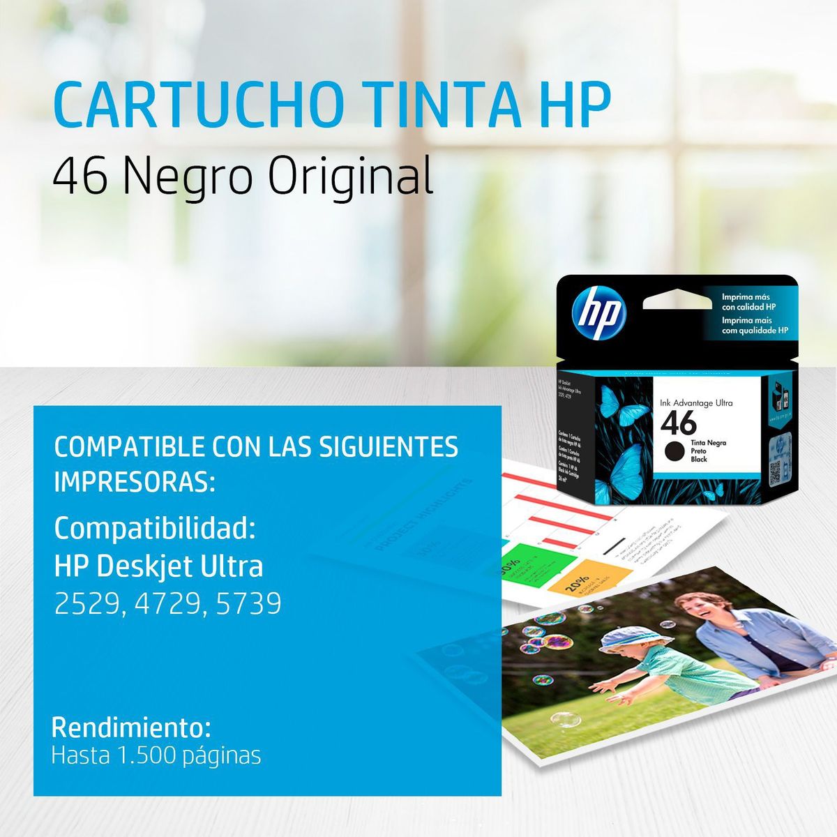 HP - CARTUCHO DE TINTA HP 46 NEGRO (CZ637AL) ORIGINAL
