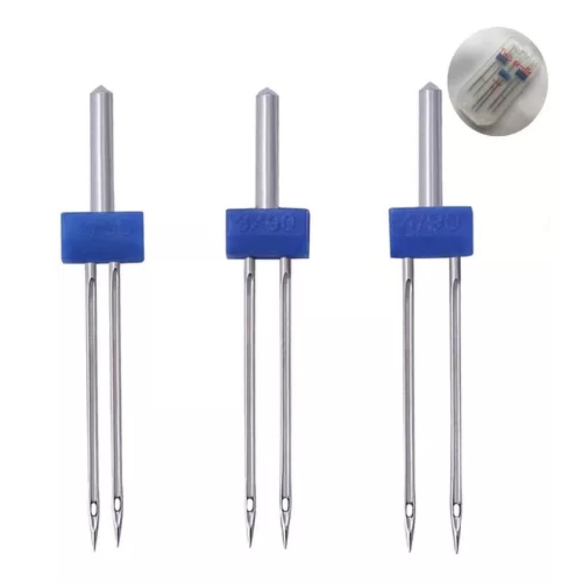 GENERICO - Kit 3 Agujas Dobles, Prensatelas Maquinas De Coser Caseras