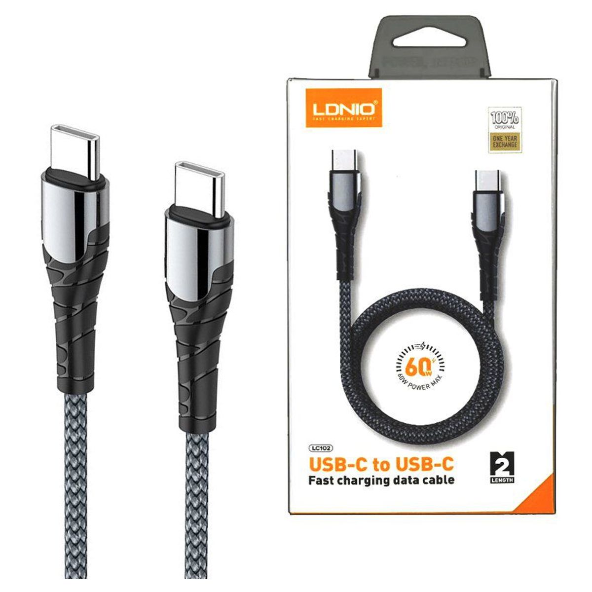LDNIO - Ldnio Cable Usb-C a Usb-C 65W Carga Rápida 2M Reforzado