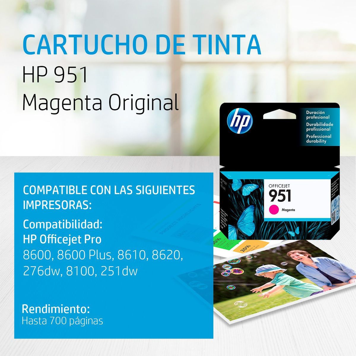 HP - CARTUCHO DE TINTA HP 951 MAGENTA (CN051AL) ORIGINAL