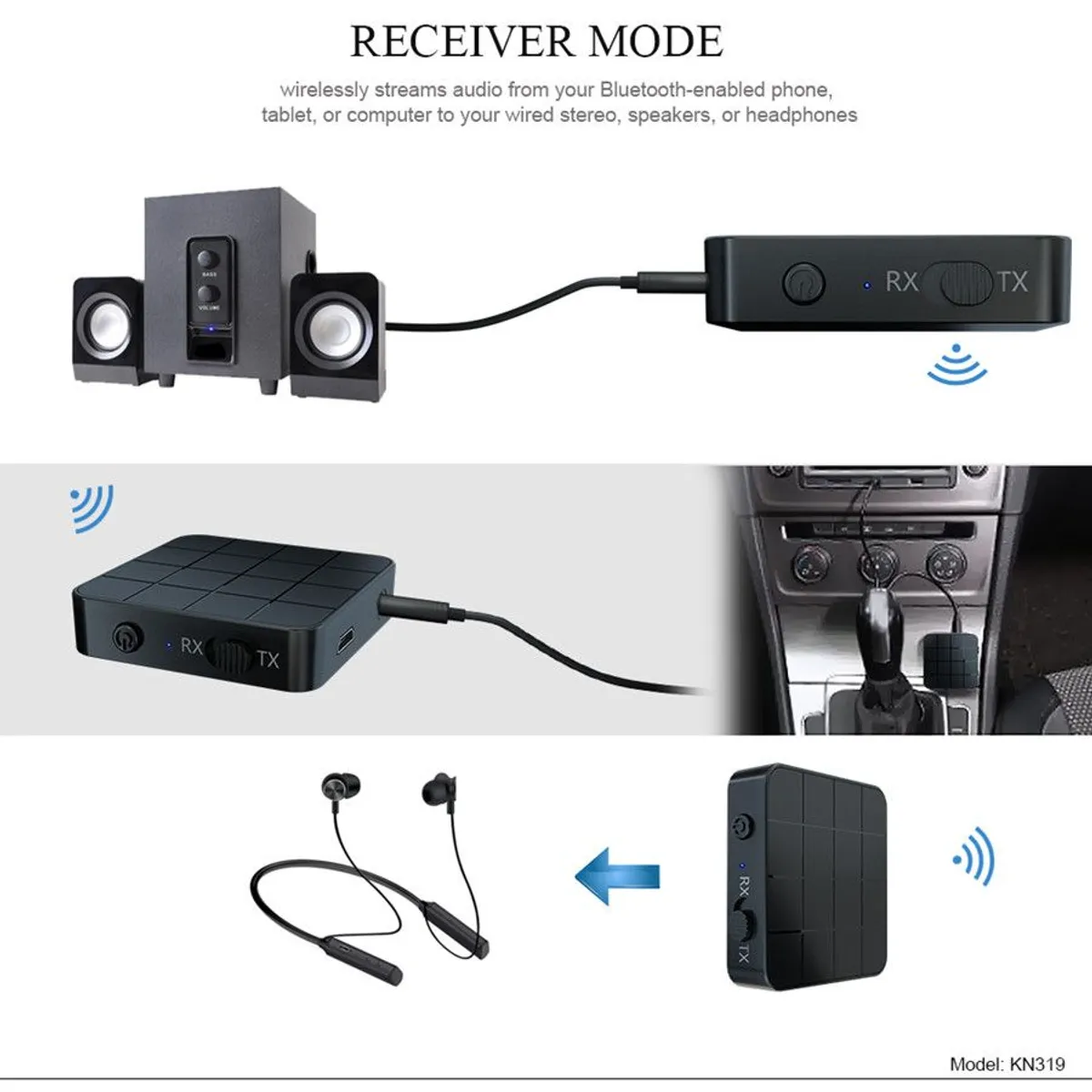AMERICAN AIR - Transmisor Receptor Bluetooth 5.0 Inalámbrico Aux