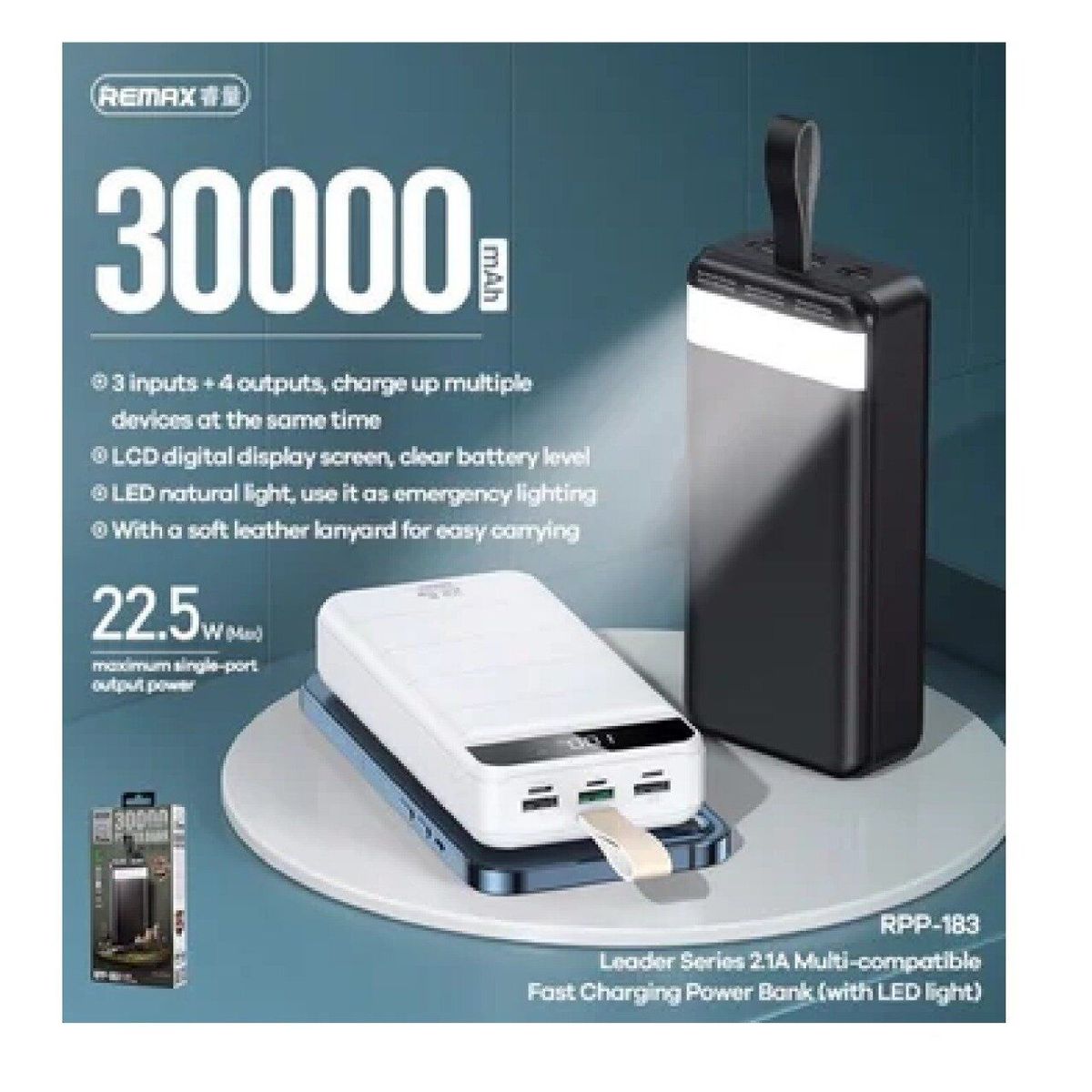 LH ELECTRONIC - Powerbank de carga rápida con luz led Remax Ser