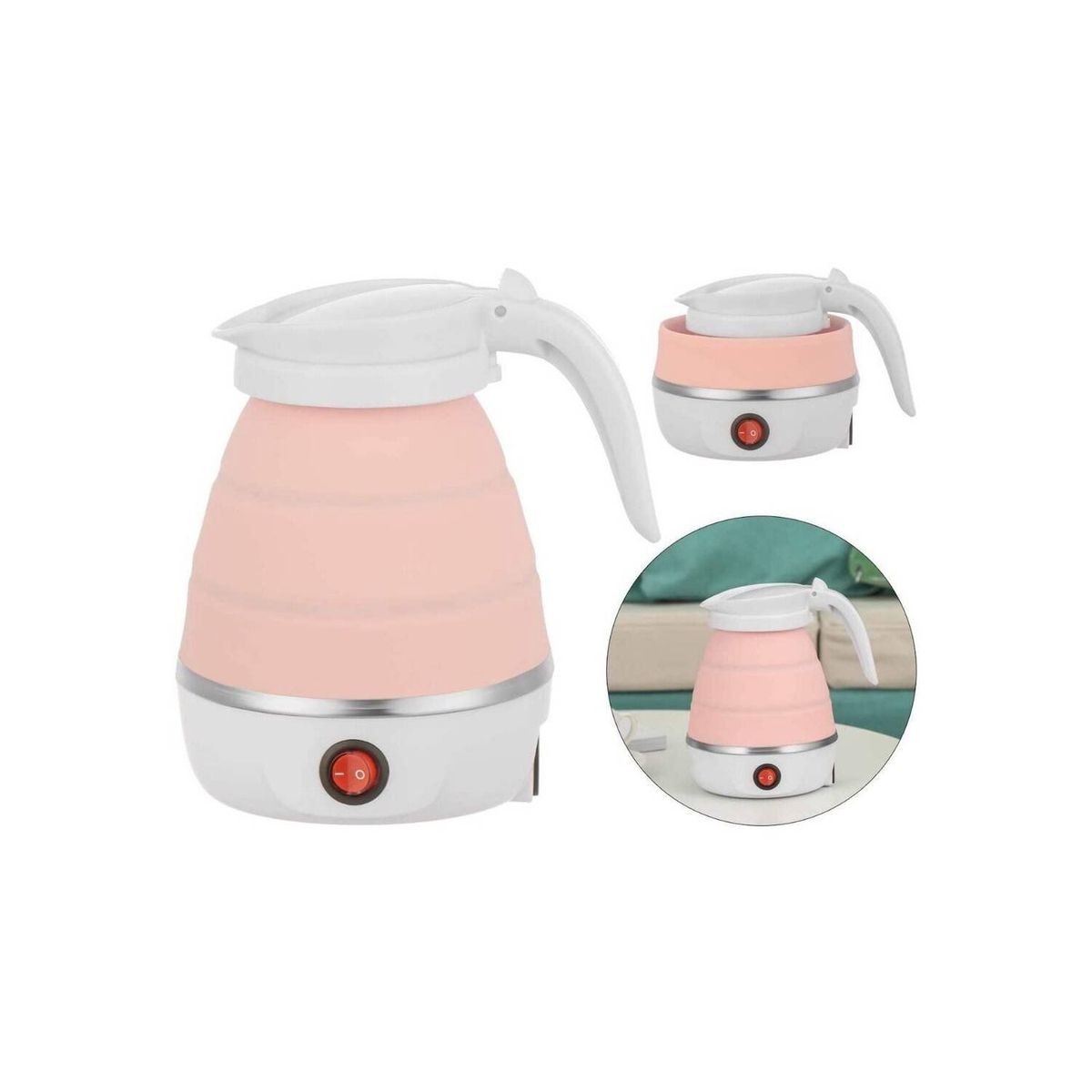 LH ELECTRONIC - Hervidor Plegable 600ml Eléctrico De Silicona ROSADO