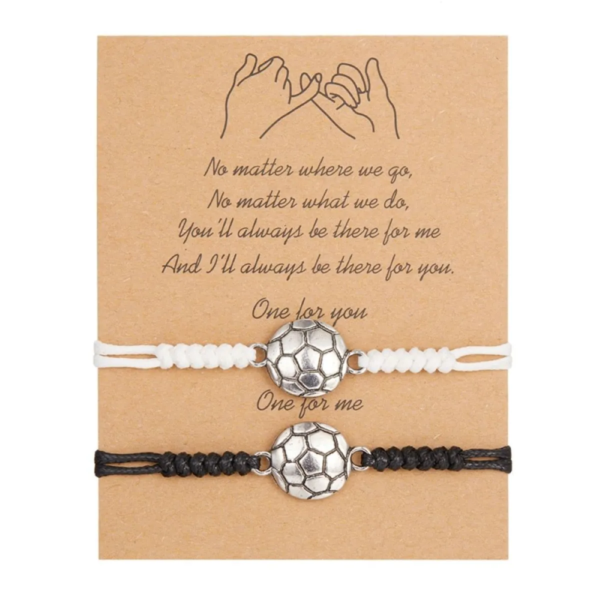 GENERICO - Set x 2 pulseras pelota de futbol para mejores amigos o parejas