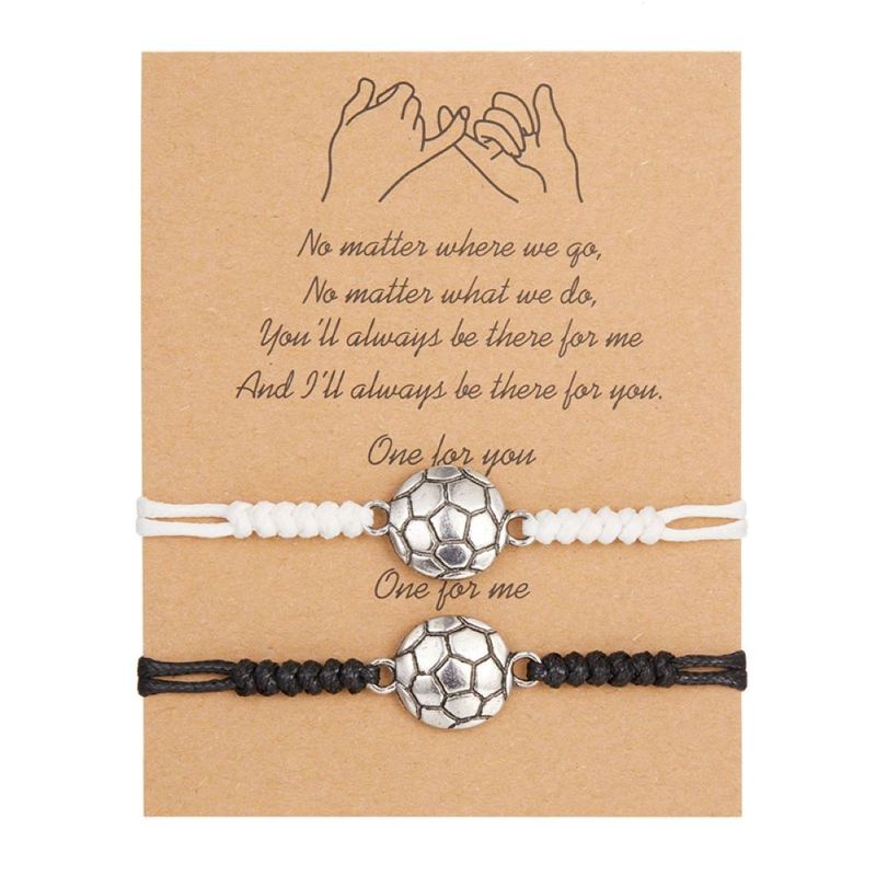 GENERICO - Set x 2 pulseras pelota de futbol para mejores amigos o parejas