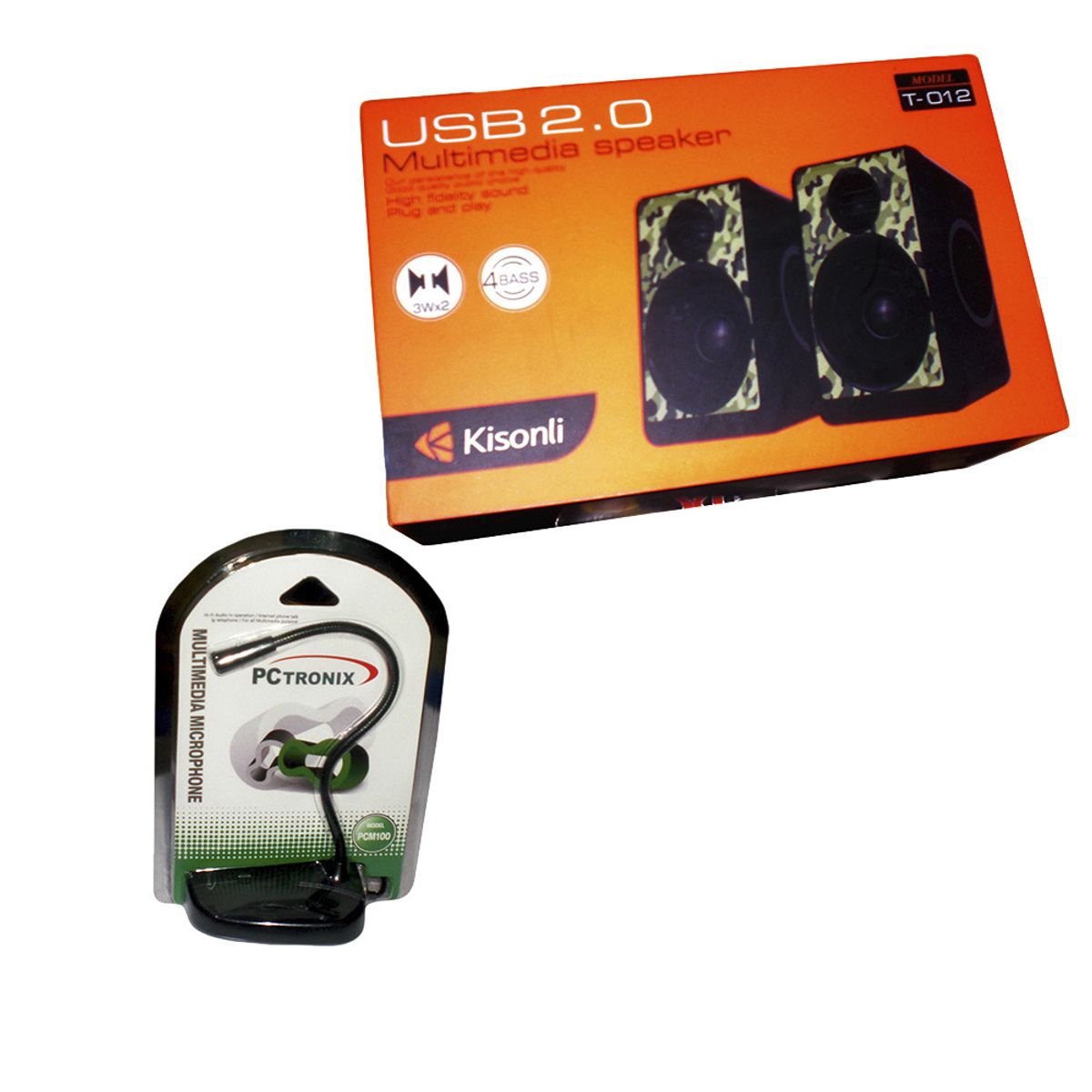 KISONLI - Combo PARLANTES gamer camuflaje MICROFONO - PC Laptop Tablet Cel MP4