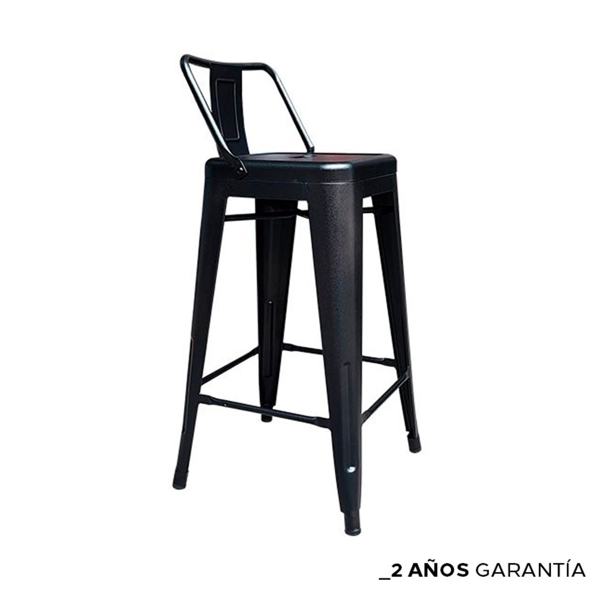 ZIYAZ - Silla Bar Vintage Con Respaldar Negro H66
