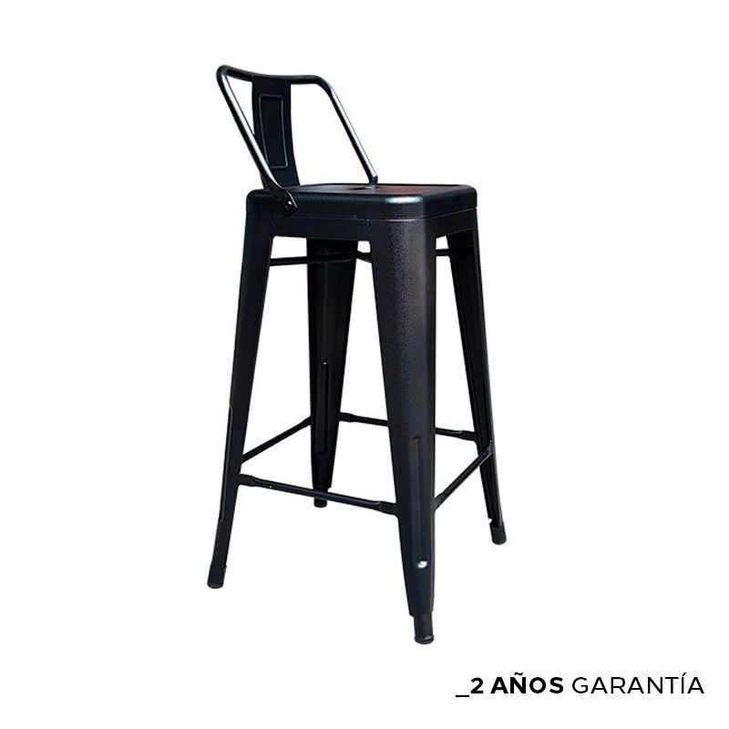ZIYAZ - Banco Vintage Con Respaldar Negro H66
