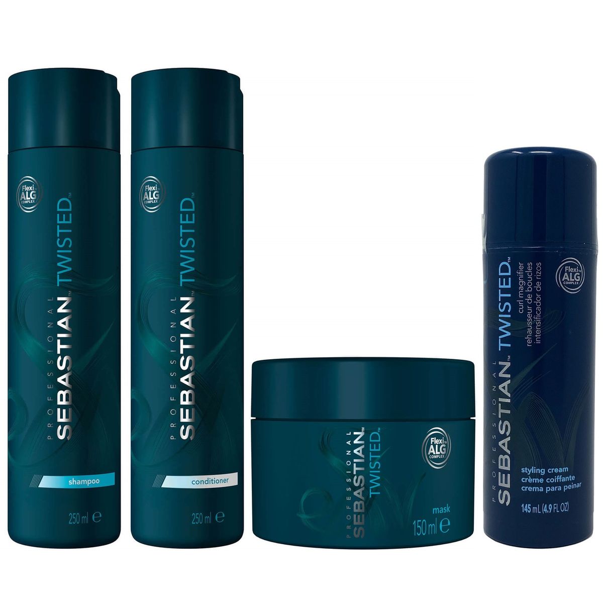 SEBASTIAN - Shampoo 250ml + Acondicionador + Mascarilla + Crema Sebastian Twisted