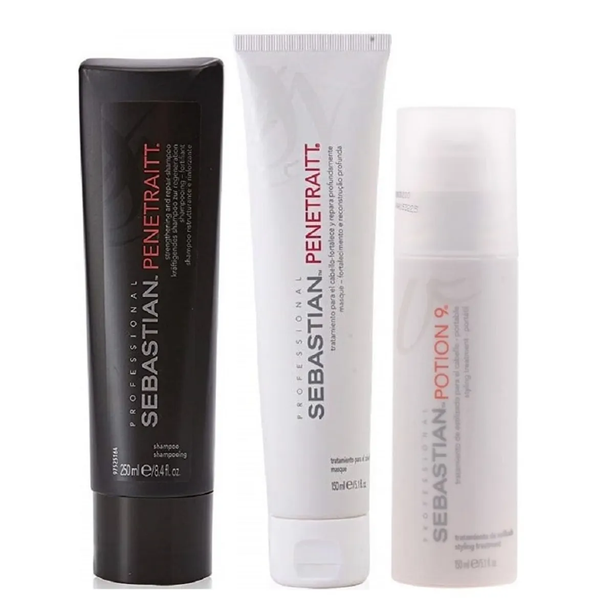 SEBASTIAN - Shampoo 250ml + Mascarilla + Crema Potion9 Sebastian Penetraitt