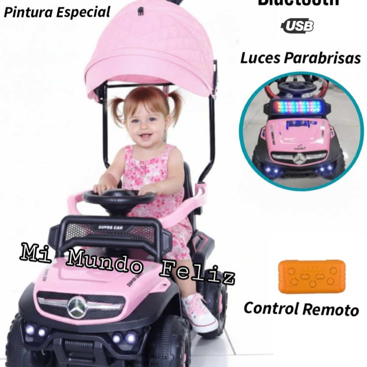 FIRST TOY - Carrito para Niñas Niños Buggie 2 Motores a Control Pink