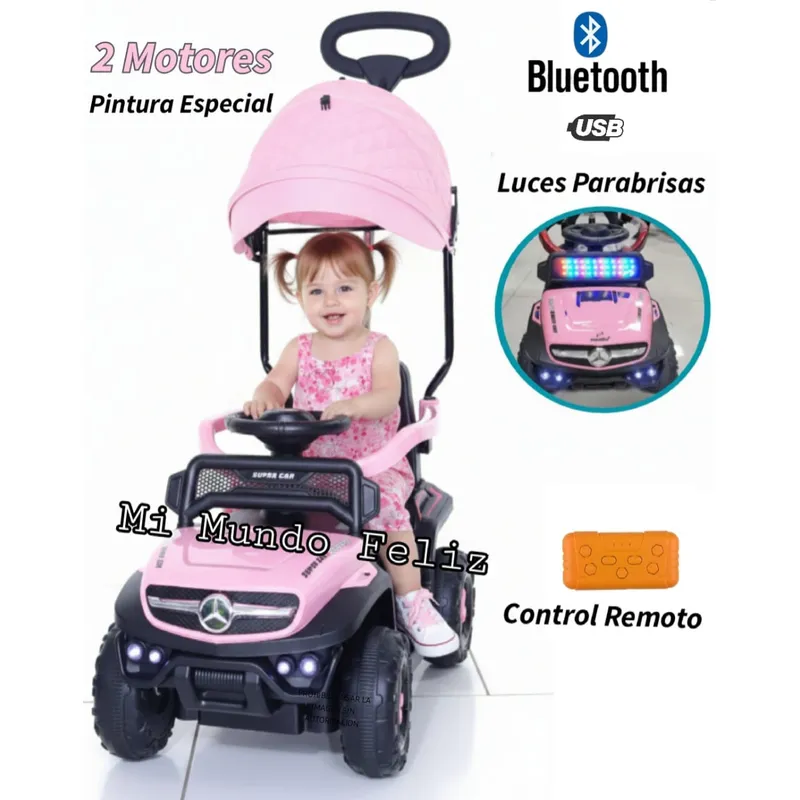 FIRST TOY - Carrito para Niñas Niños Buggie 2 Motores a Control Pink