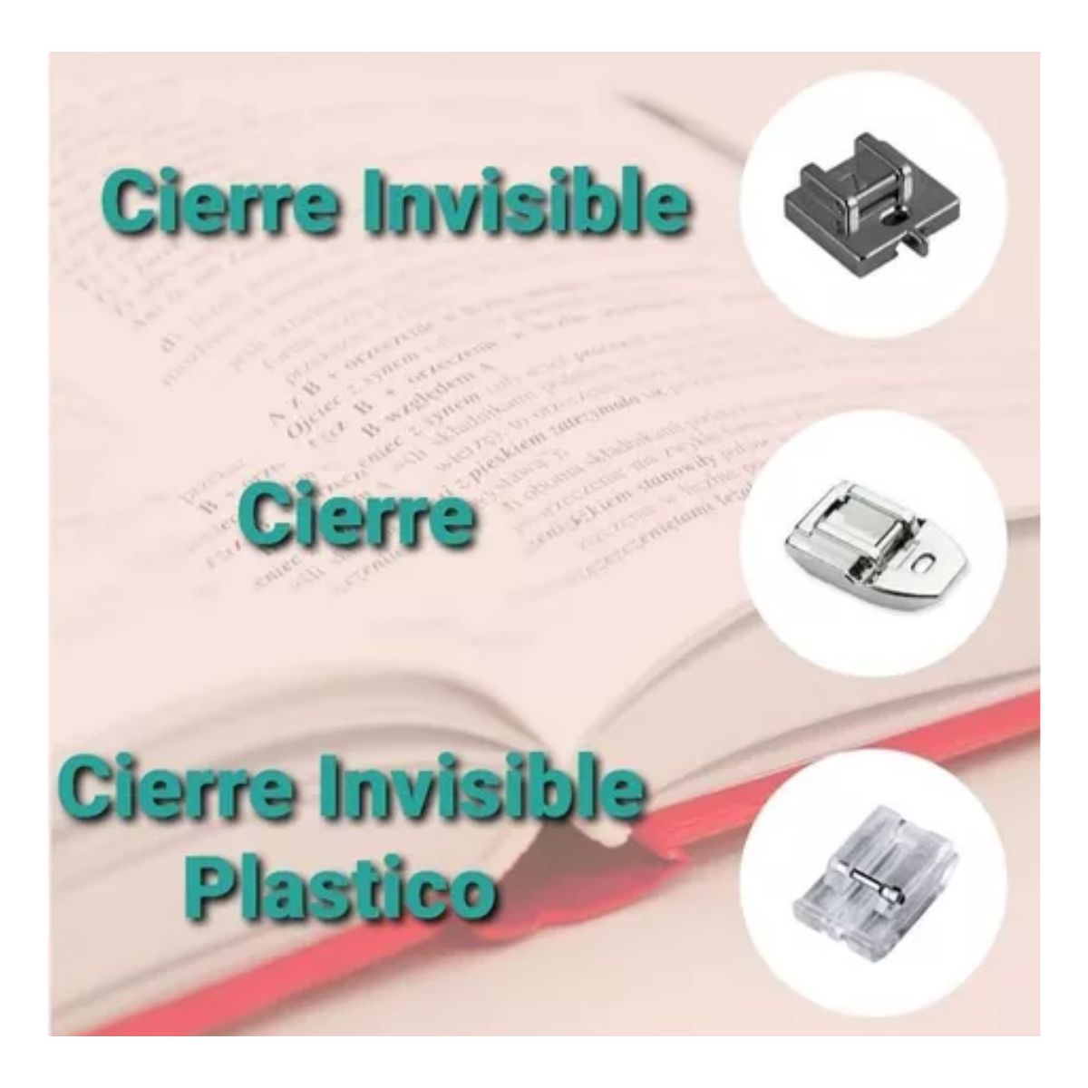 GENERICO - 3 Prensatelas Para Cierre Mq Domestica Singer Brother Janome