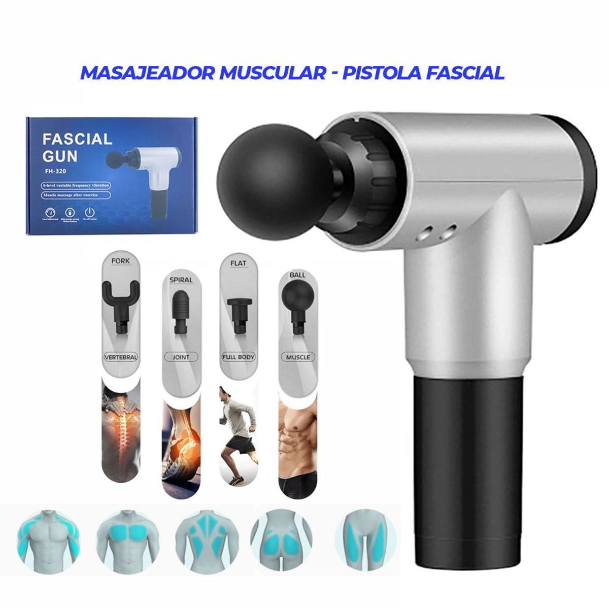 GENERICO - Masajeador Muscular - Pistola Fascial Gun