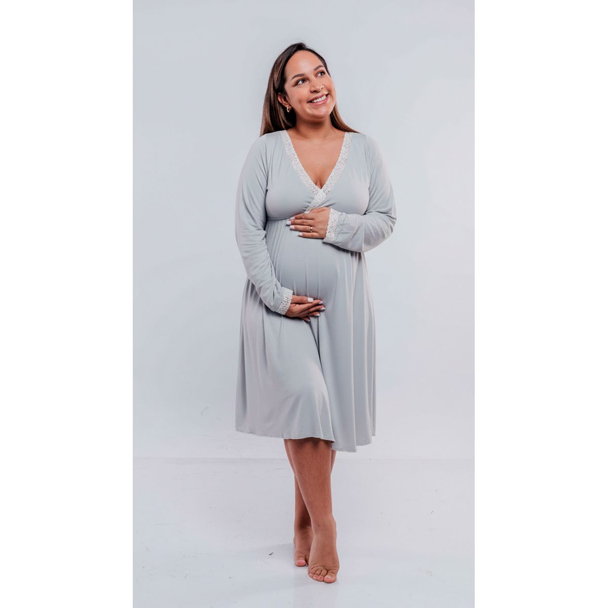 GENERICO - Camison Maternal Victoria Manga Larga Algodon BCxy Lenceria Maternal