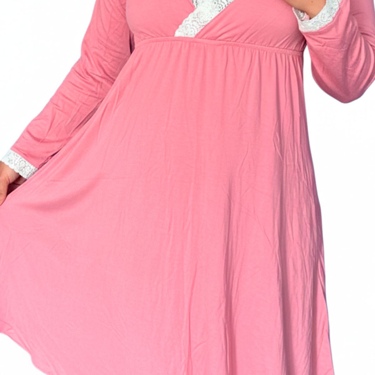 GENERICO - Camison Maternal Victoria Manga Larga Algodon BCxy Lenceria Maternal