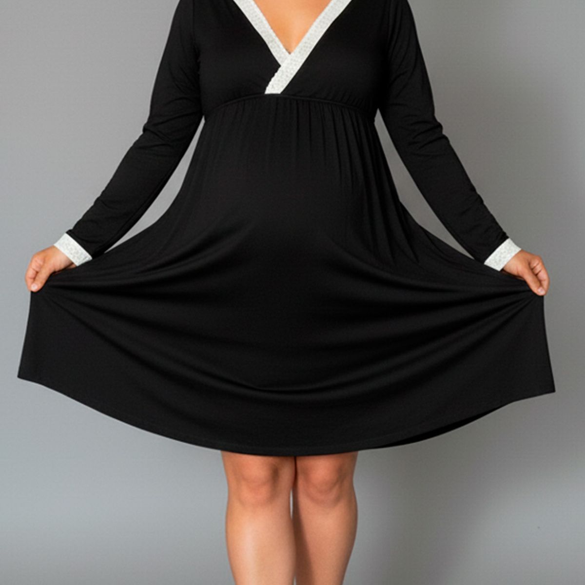 GENERICO - Camison Maternal Victoria Manga Larga Algodon BCxy Lenceria Maternal