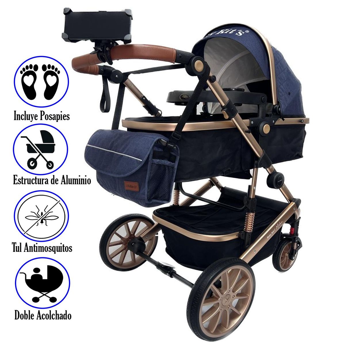 BABY KITS - Coche Moisés Baby Kits Milán II Edición 2023 Azul