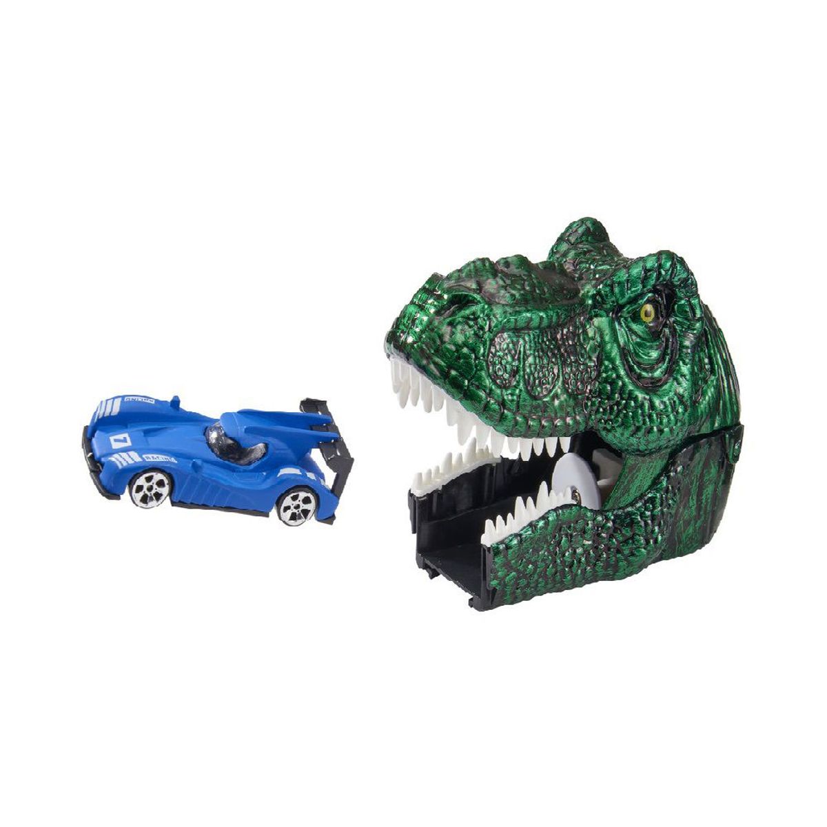 TEAMSTERZ - Juguete Disparador Dinosaurio + 1 Auto Teamsterz Verde