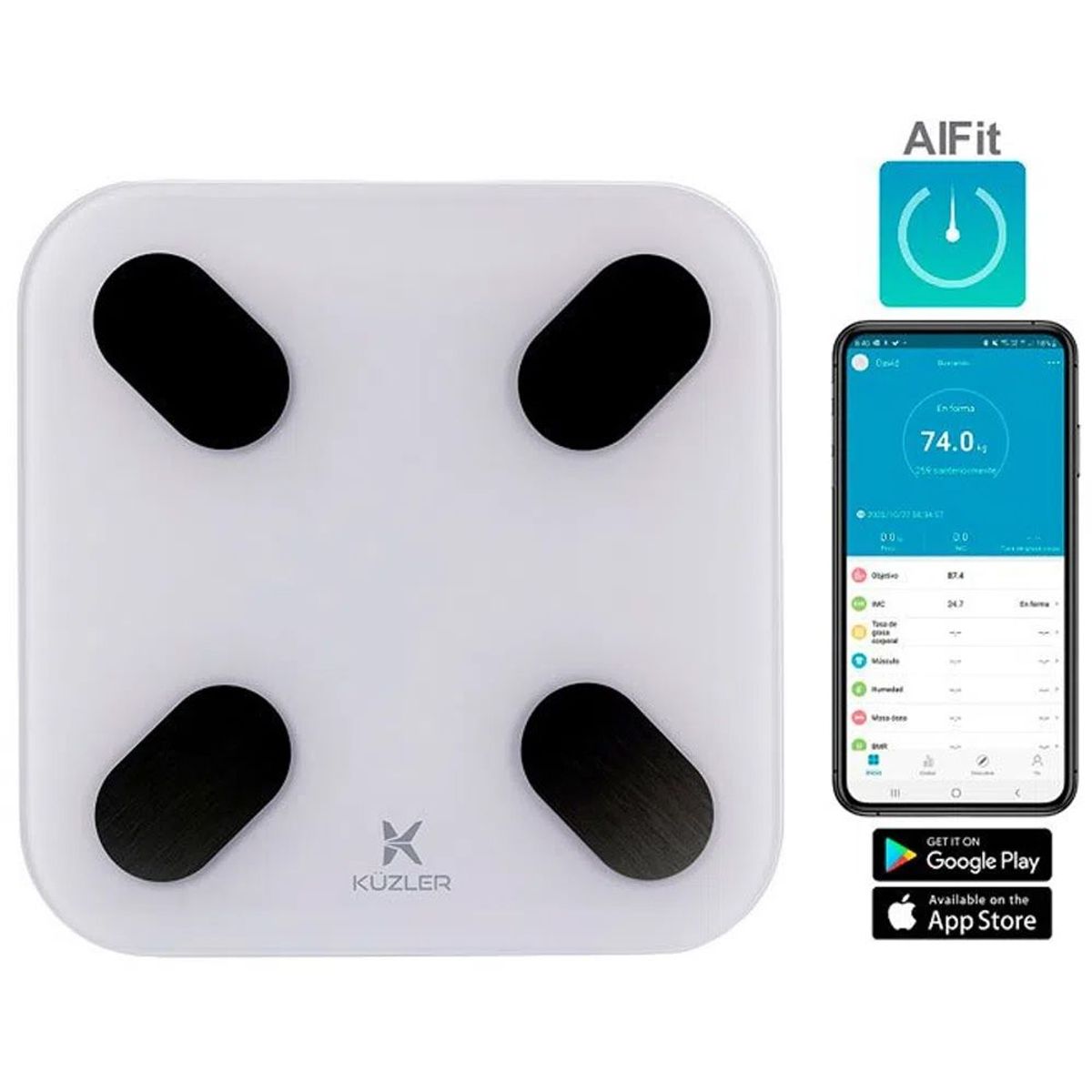 KUZLER - Balanza Corporal Digital Inteligente Bluetooth
