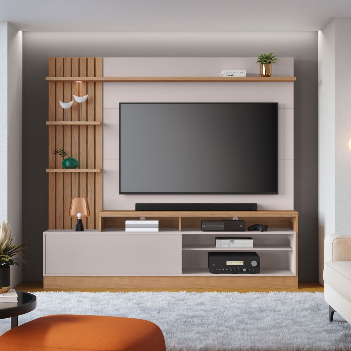 PAZART MUEBLES - CENTRO DE ENTRETENIMIENTO PANEL SPLIT OFF WHITE 65