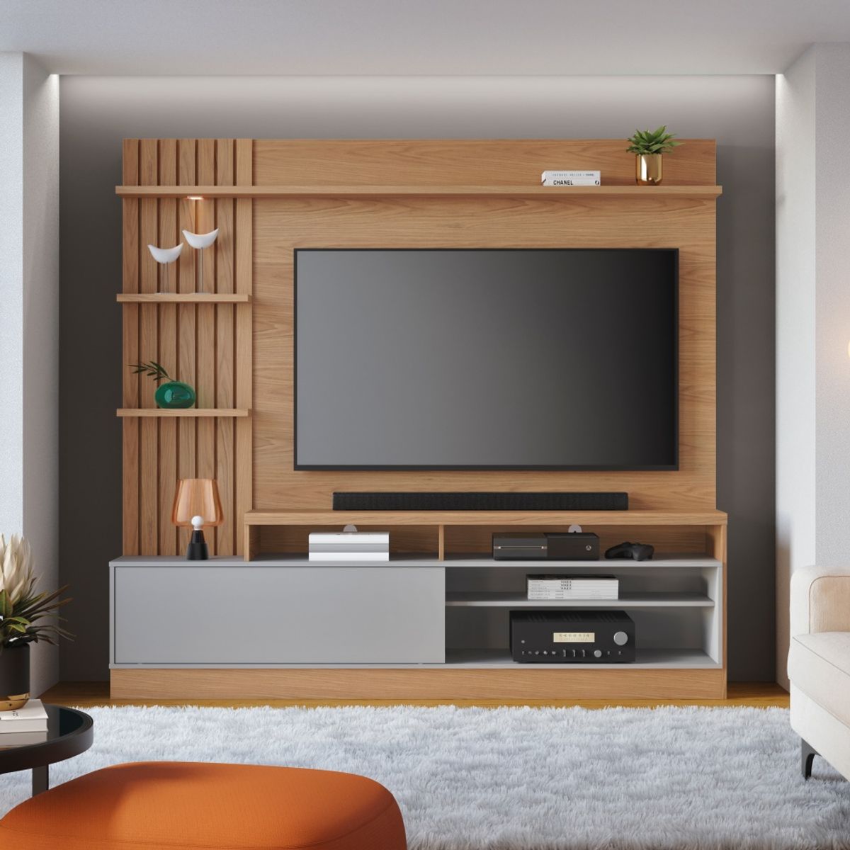 PAZART MUEBLES - CENTRO DE ENTRETENIMIENTO PANEL SPLIT FREIJO 65