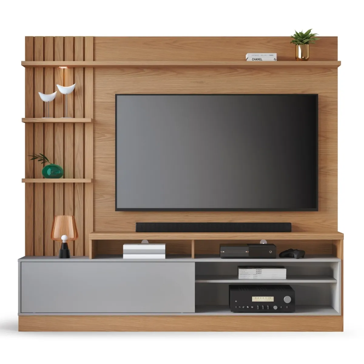 PAZART MUEBLES - CENTRO DE ENTRETENIMIENTO PANEL SPLIT FREIJO 65