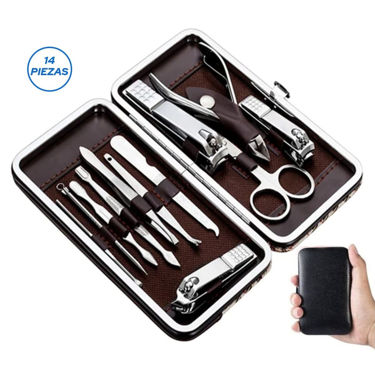 HOLGU - Set Manicure Pedicure 14 En 1 - Kit Acero Inoxidable